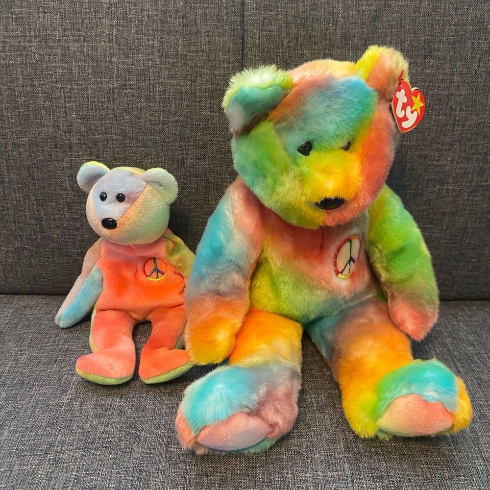 Ty Rainbow Peace Bear Set - Multicolor Plush Toys